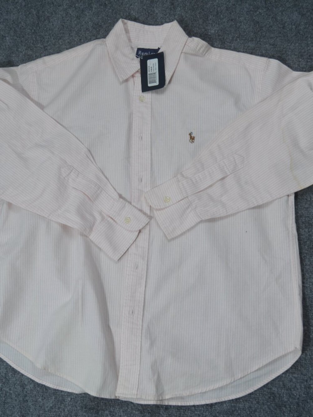 Ralph Lauren Men's M Pink White Striped Cotton Button Down Shirt